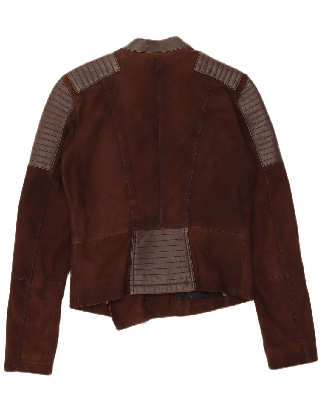 On Stage Womens Læder Biker Jacket IT 38 XS Brun Colourblock Læder