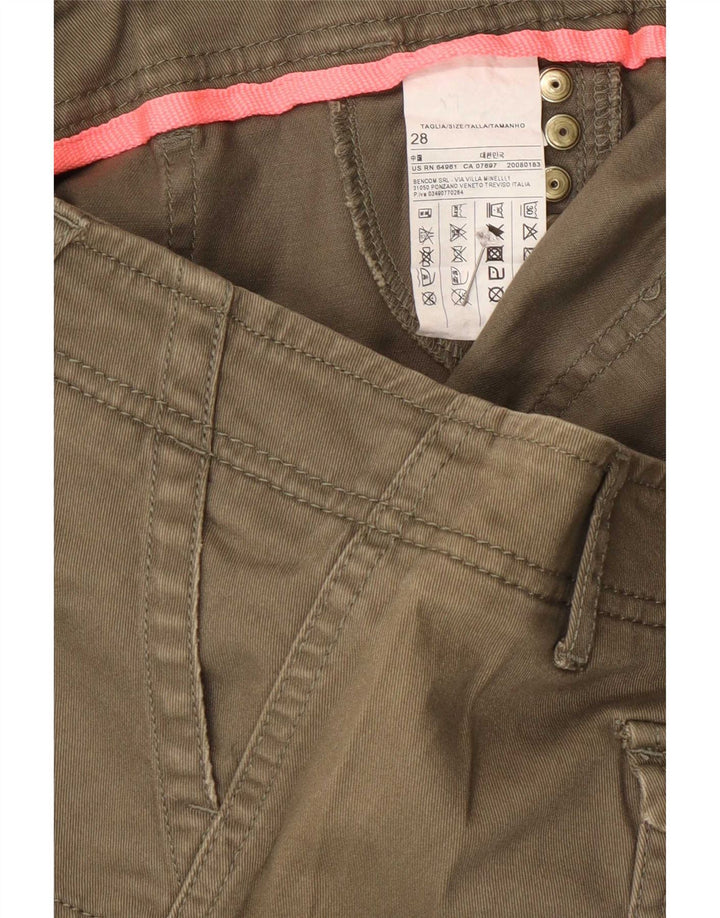Calça jeans feminina Benetton W28 algodão cáqui médio