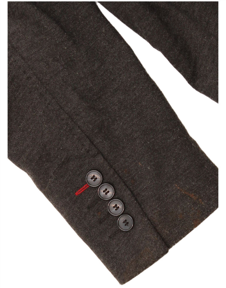 Zara Mens 2 Button Blazer Jacket EU 48 Medium Grey Polyester