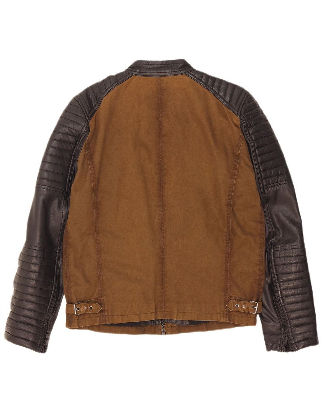 Freaky Nation Mens Racer Jacket UK 38 Medium Brown Colourblock
