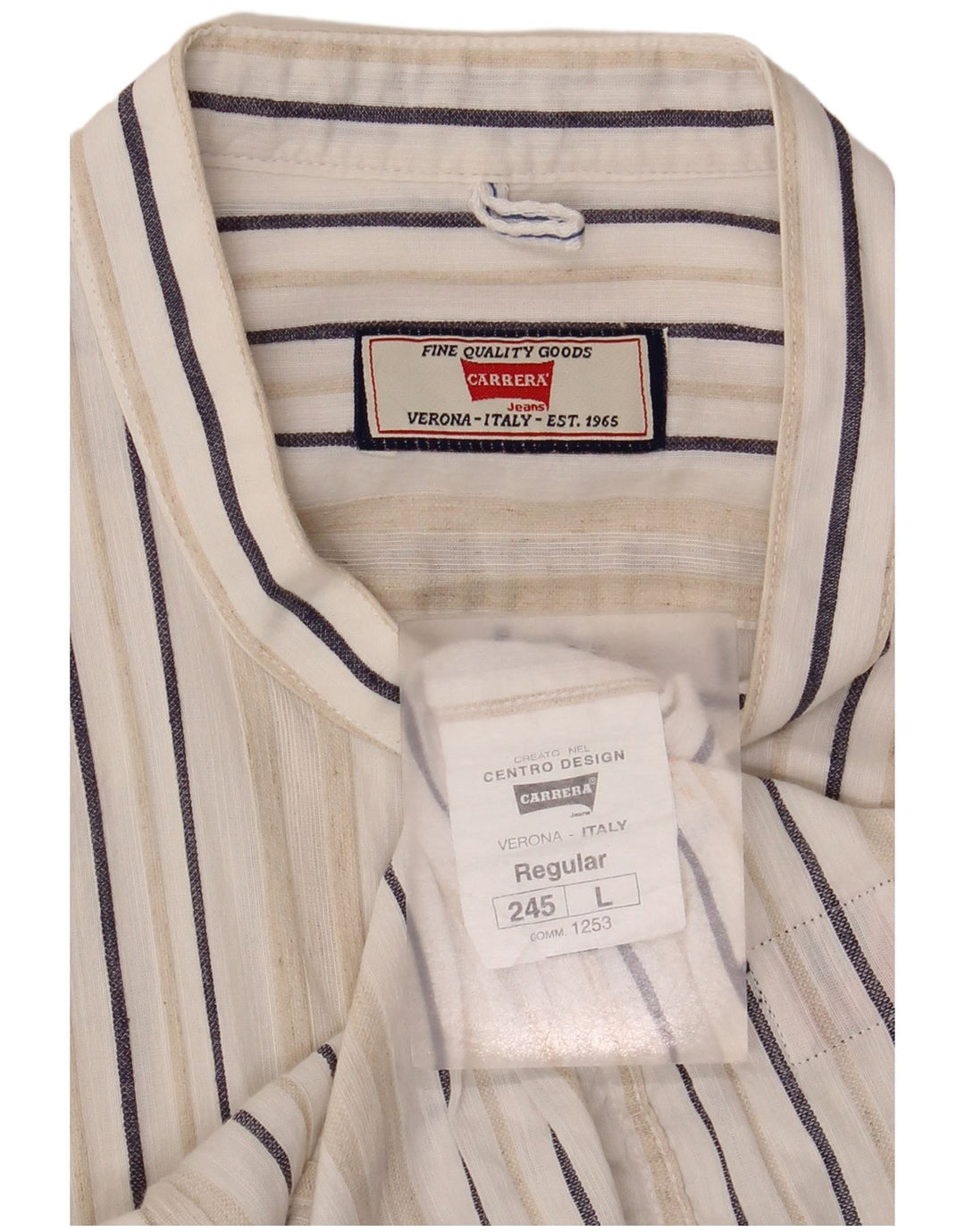 Carrera Mens Regular Fit Shirt Large White Striped Linen