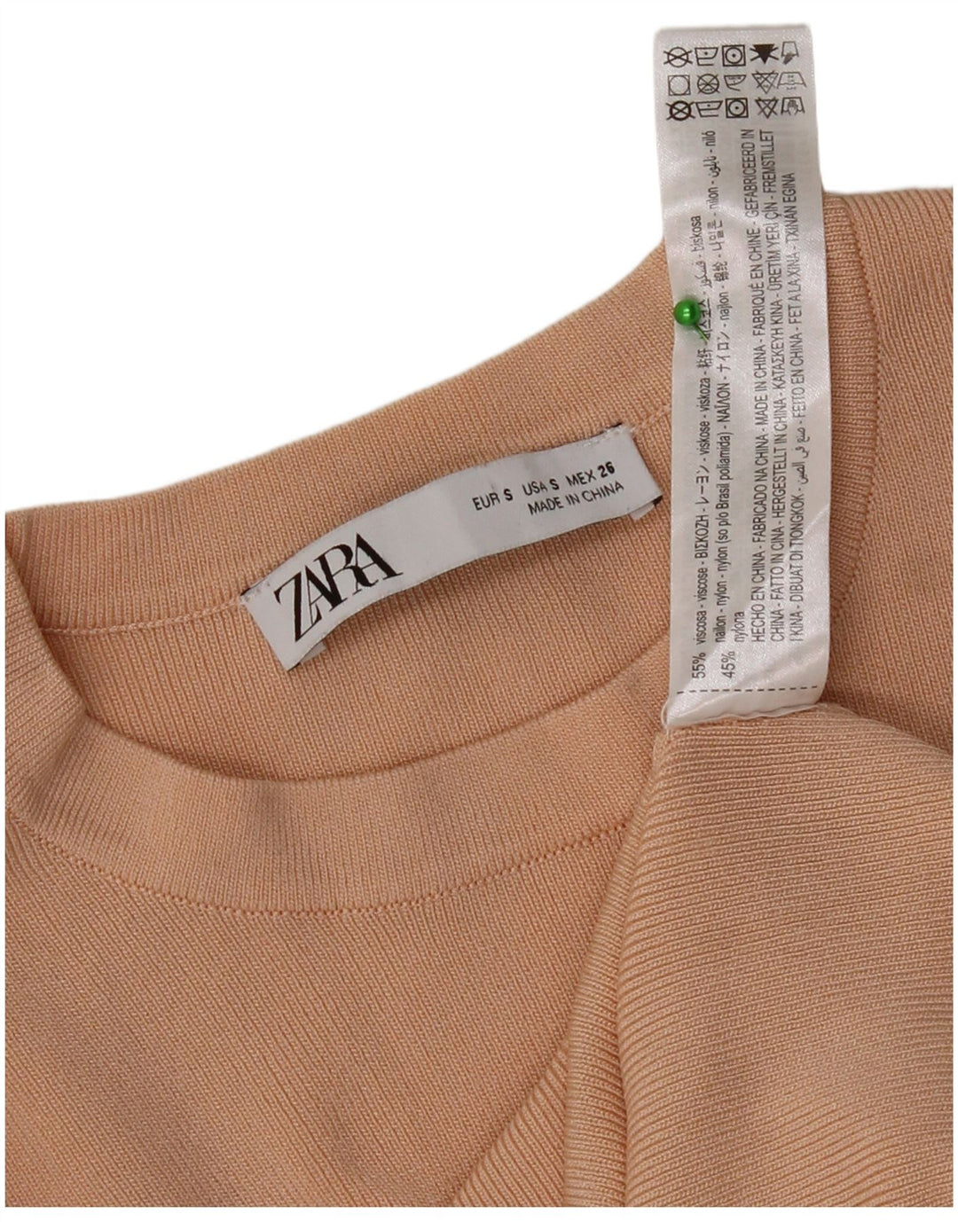 Zara Womens Top Long Sleeve UK 8 Small Beige Viscose