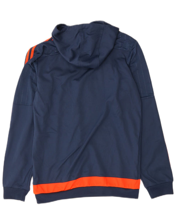 Adidas Mens Hoodie Jumper Small Navy Blue Colourblock Polyester