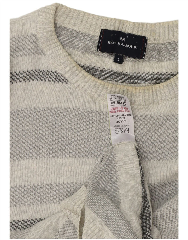 Marks & Spencer Mens Blue Harbour Crew Neck Jumper Sweater Large Grey
