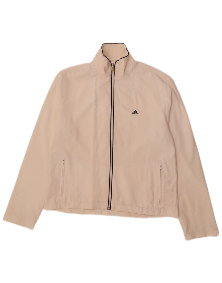 ADIDAS Womens Tracksuit Top Jacket UK 12 Medium  Beige Polyester