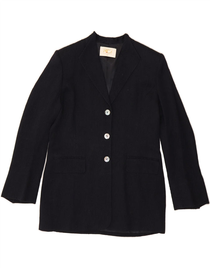 COUNTRY CASUAL Womens 3 Button Blazer Jacket UK 14 Large  Navy Blue Vintage Country Casual and Second-Hand Country Casual from Messina Hembry 