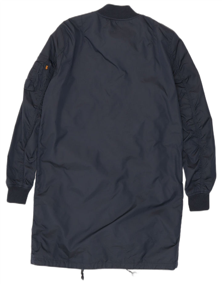 Alpha Industries Mens Overcoat UK 38 Medium Navy Blue Nylon