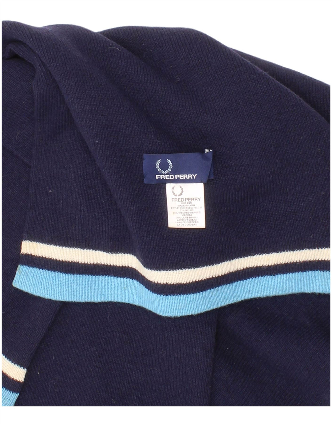 Sciarpa rettangolare da uomo Fred Perry, taglia unica, in nylon a righe blu navy