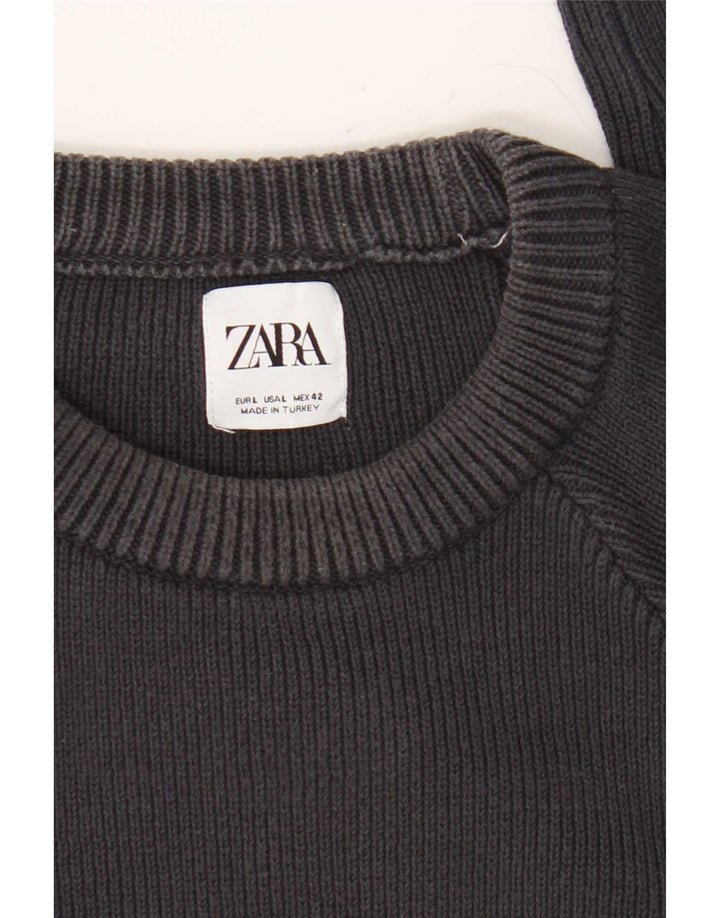 Zara Mens Crew Neck Jumper Sweater Large Navy Blue