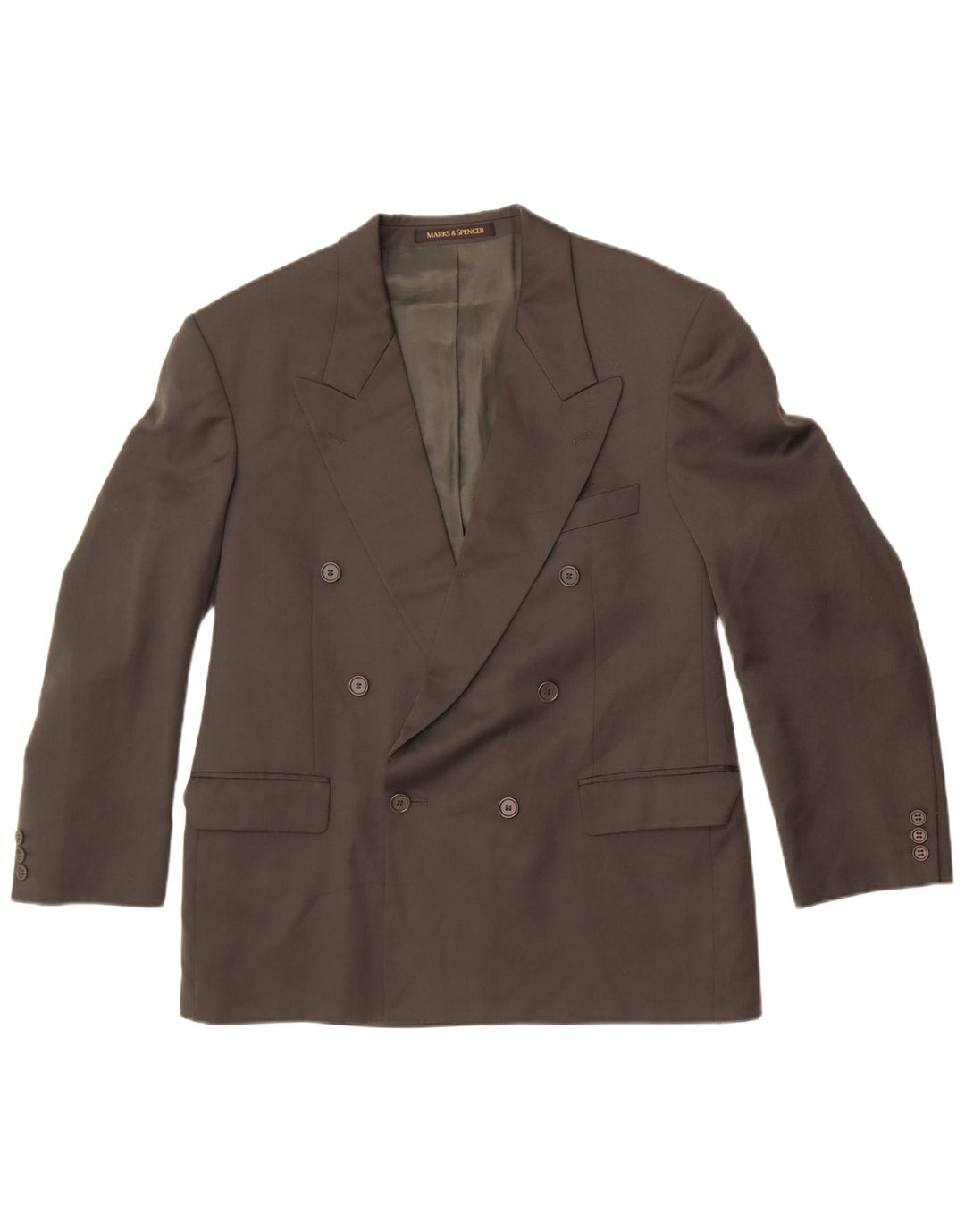 Marks & Spencer Mens Double Breasted Blazer Jacket EU 50 Large Khaki