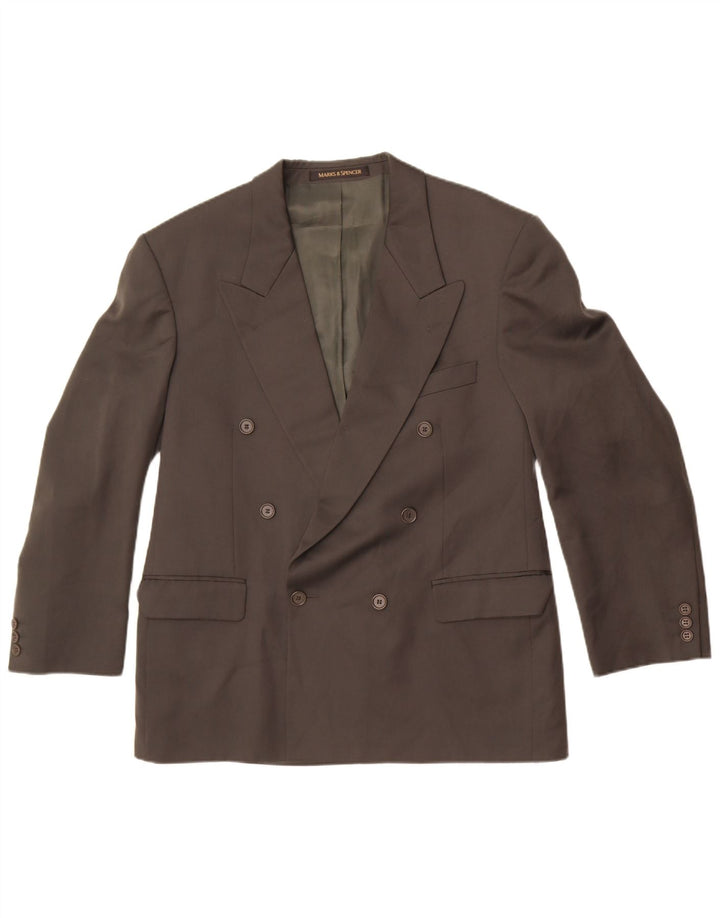 Marks & Spencer Mens Double Breasted Blazer Jacket EU 50 Large Khaki