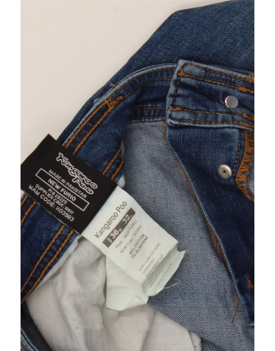 Kangaroo Poo Mens Straight Jeans W36 L32 Blue Cotton