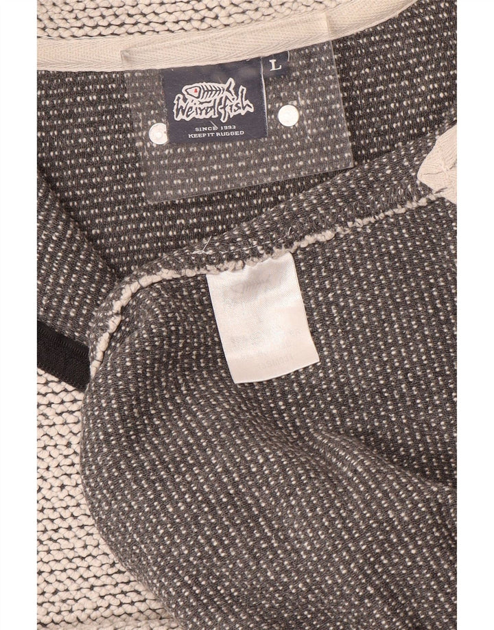 WEIRD FISH Herre Zip Neck Sweatshirt Jumper Large Grå Bomuld