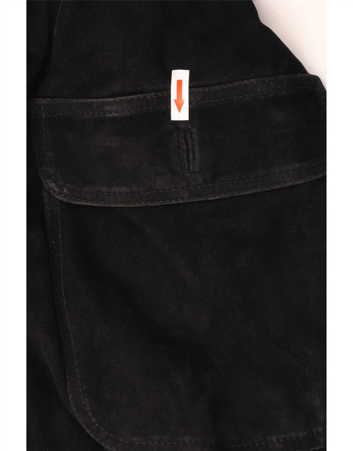 Bomber vintage pentru bărbați din piele intoarsa IT 48 Medium Black Leather