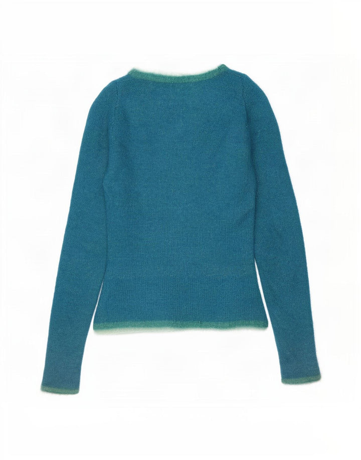 Vintage dame sweater med rund hals DK 10 lille blå