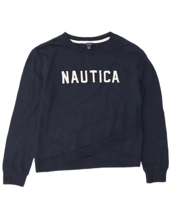 Felpa oversize grafica da donna Nautica Jumper UK 10 Small Blu Navy