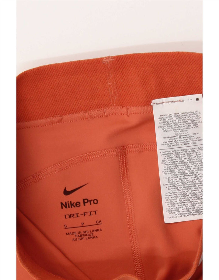 Nike Womens Dri Fit Graphic Sport Shorts UK 8 Small Orange Polyester