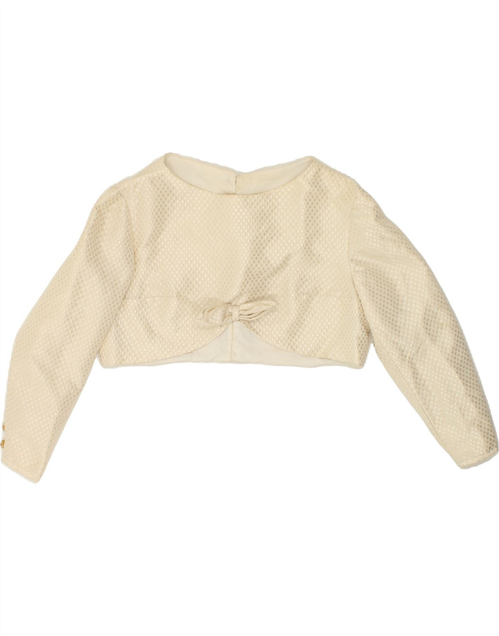 VINTAGE Womens 3/4 Sleeve Crop Blouse Top UK 12 Medium Off White Vintage Vintage and Second-Hand Vintage from Messina Hembry 