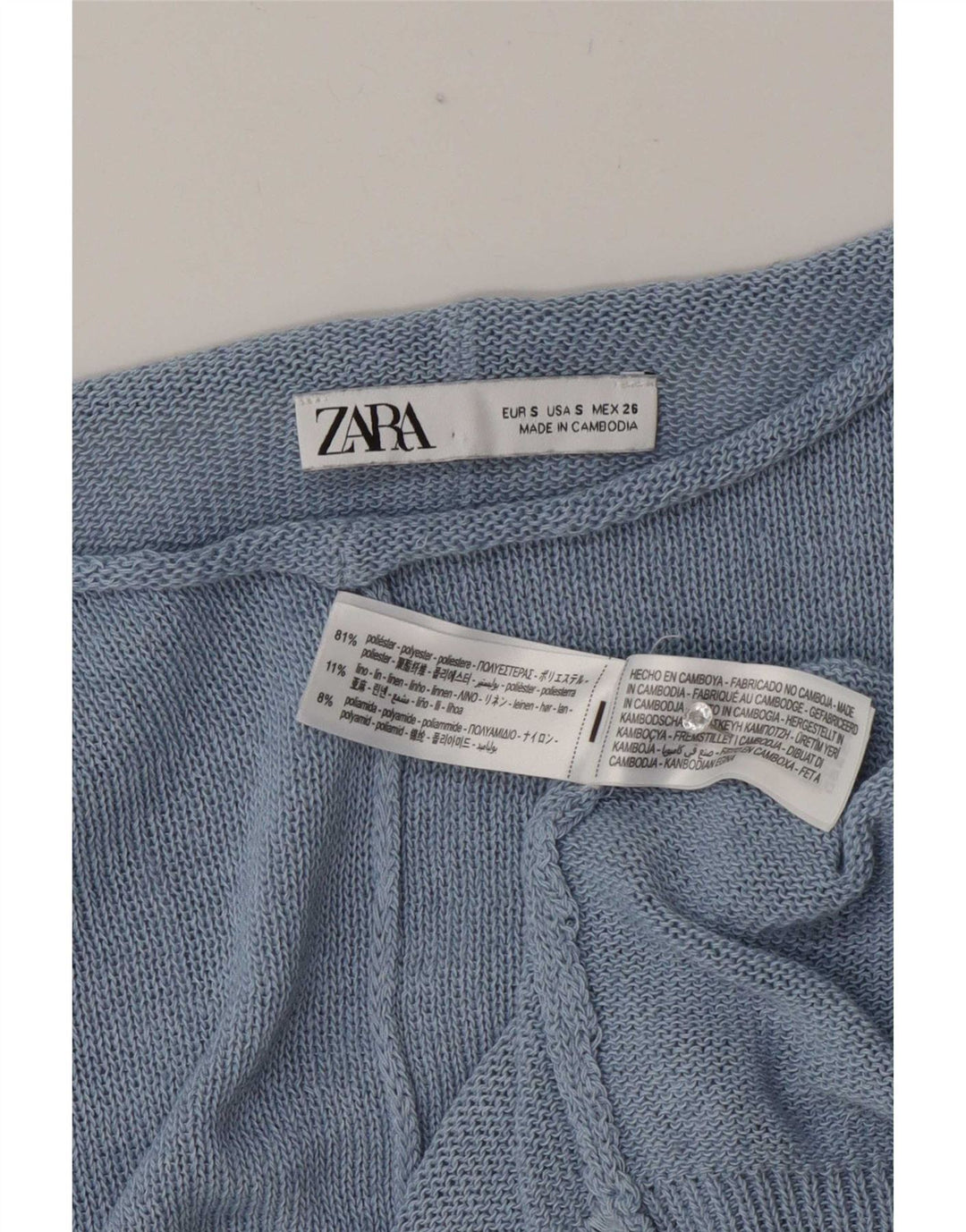 Maglione maglione oversize con scollo a barca da donna Zara UK 10 piccolo poliestere blu