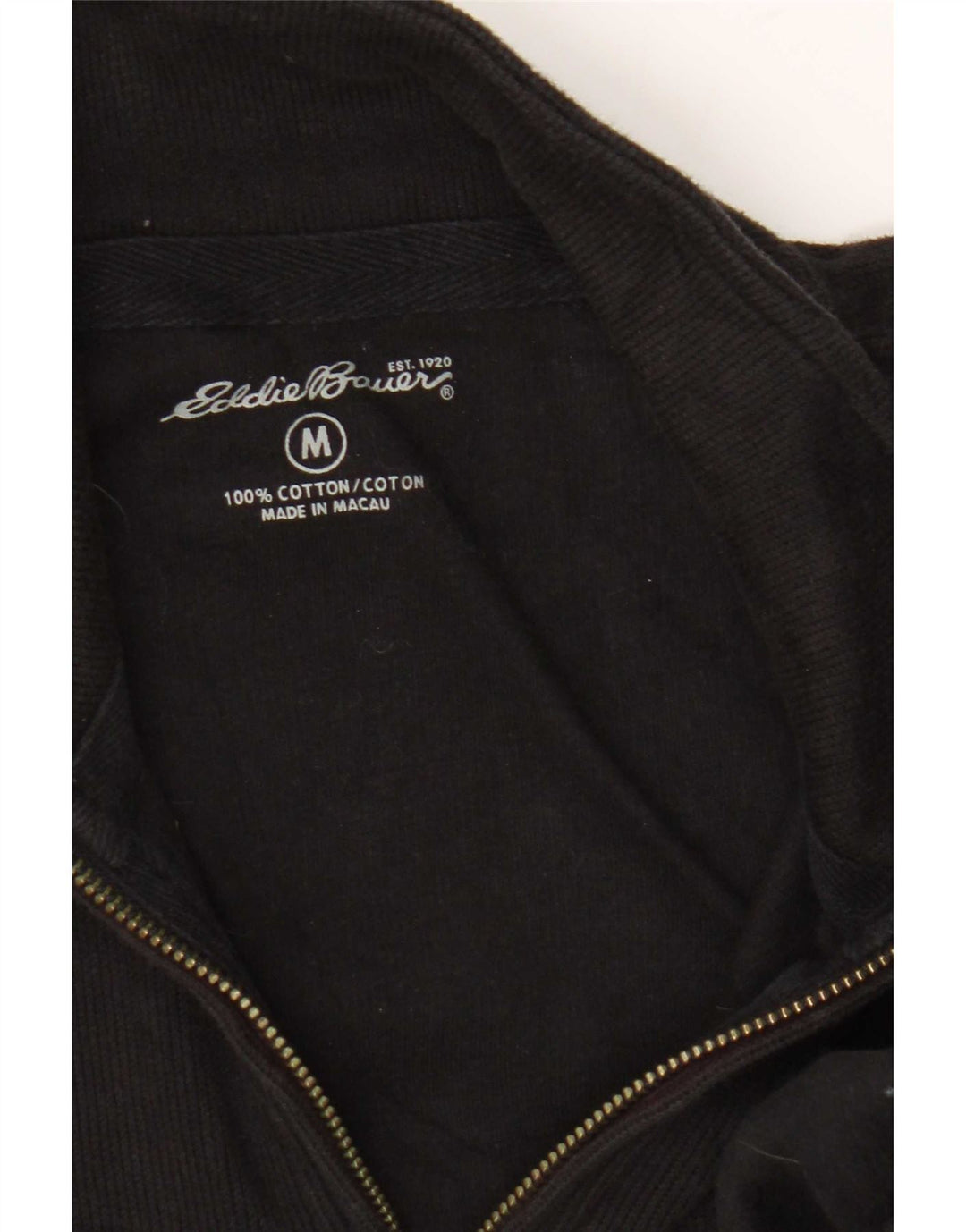 Eddie Bauer Mens Zip Neck Jumper Sweater Medium Black Cotton