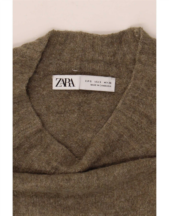 Maglione maglione oversize con collo dolcevita da donna Zara UK 10 piccolo verde