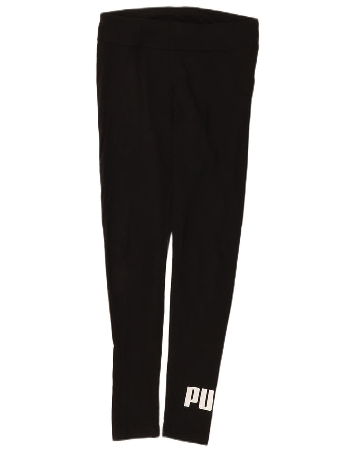 Puma Womens Graphic Leggings UK 8 Small Black Cotton