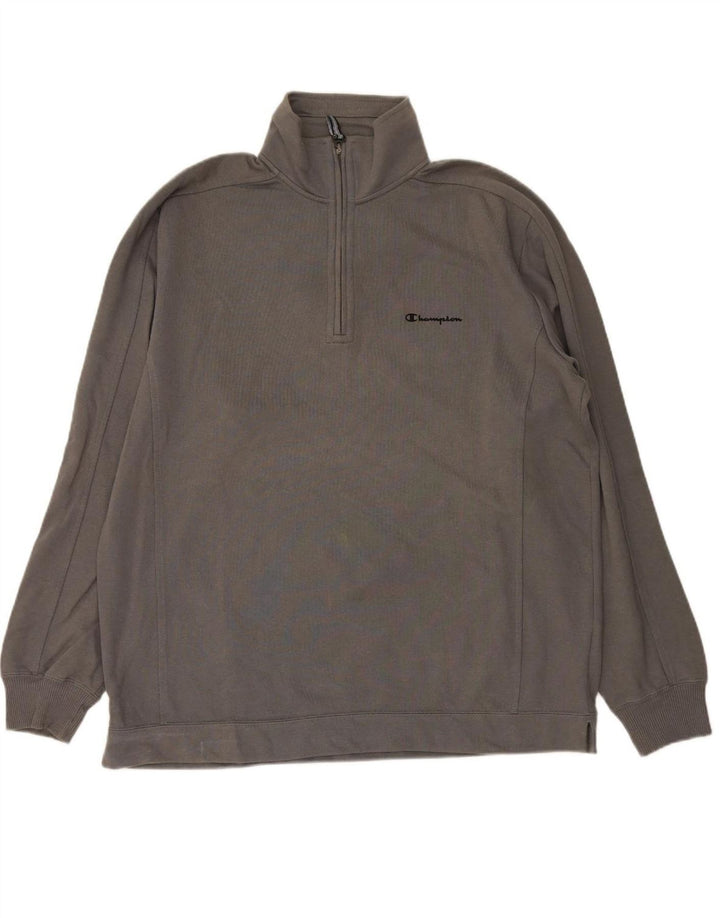 CHAMPION Suéter masculino com zíper e gola XL algodão cinza