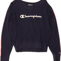 CHAMPION Womens Crop Oversized Sweatshirt Jumper UK 10 Small Navy Blue Vintage Champion and Second-Hand Champion from Messina Hembry 