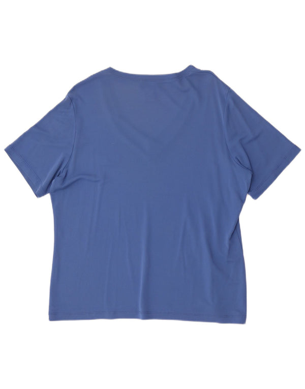 CARLA FERRONI Dame T-Shirt Top UK 20 2XL Blå Viscose
