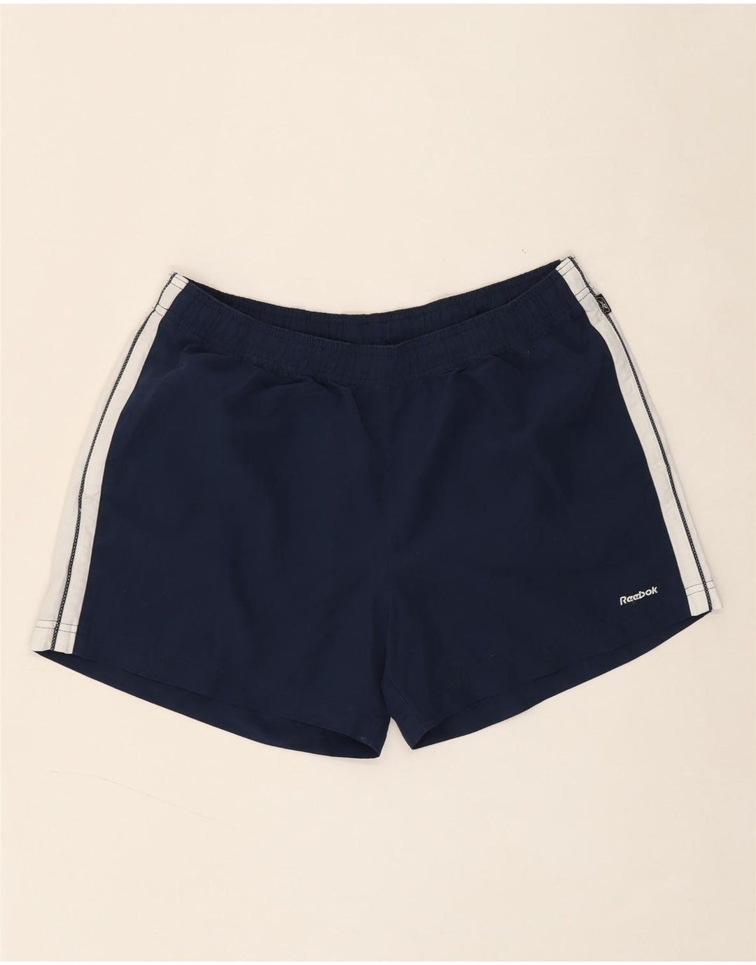 REEBOK Womens Sport Shorts UK 14 Large  Navy Blue Polyester Vintage Reebok and Second-Hand Reebok from Messina Hembry 