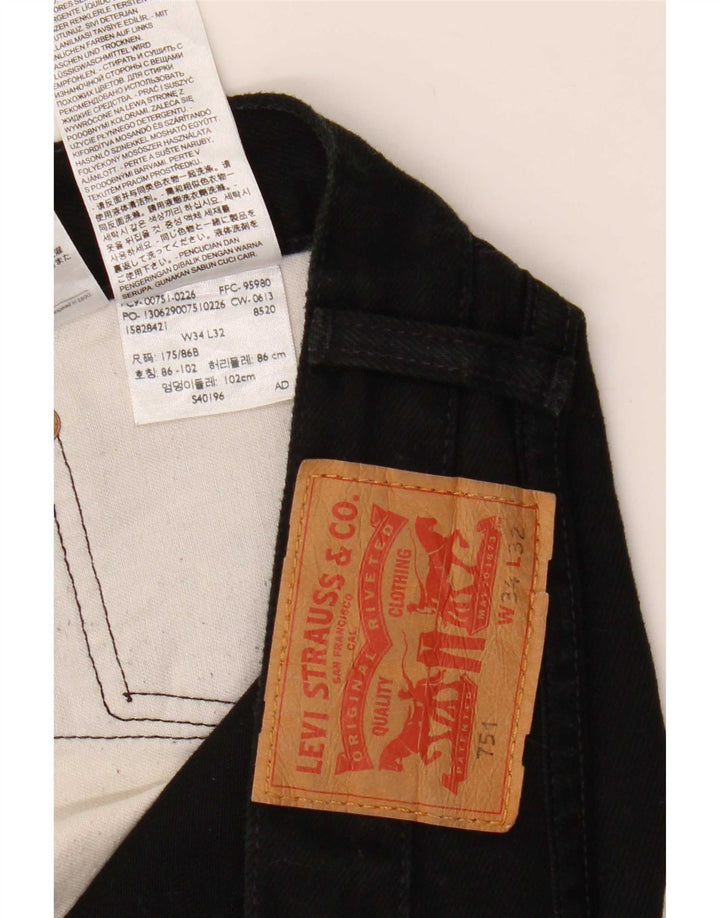 Levi's Mens 751 Straight Jeans W34 L32 Black Cotton
