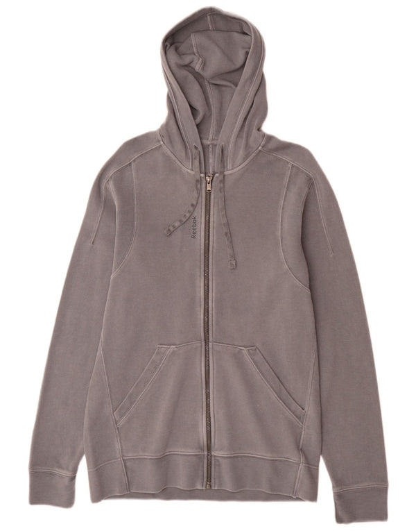 Maglione con cappuccio e zip da uomo Reebok in cotone grigio medio