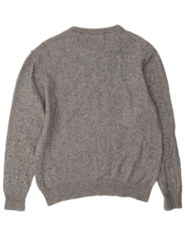 Jack Wills Γυναικείο πουλόβερ με λαιμόκοψη UK 14 Large Grey Wool