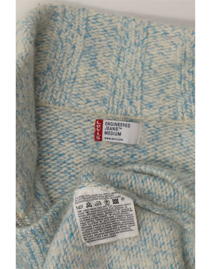 Женский свитер-кардиган Levi's Engineered UK 14, шерсть среднего синего цвета с крапинками