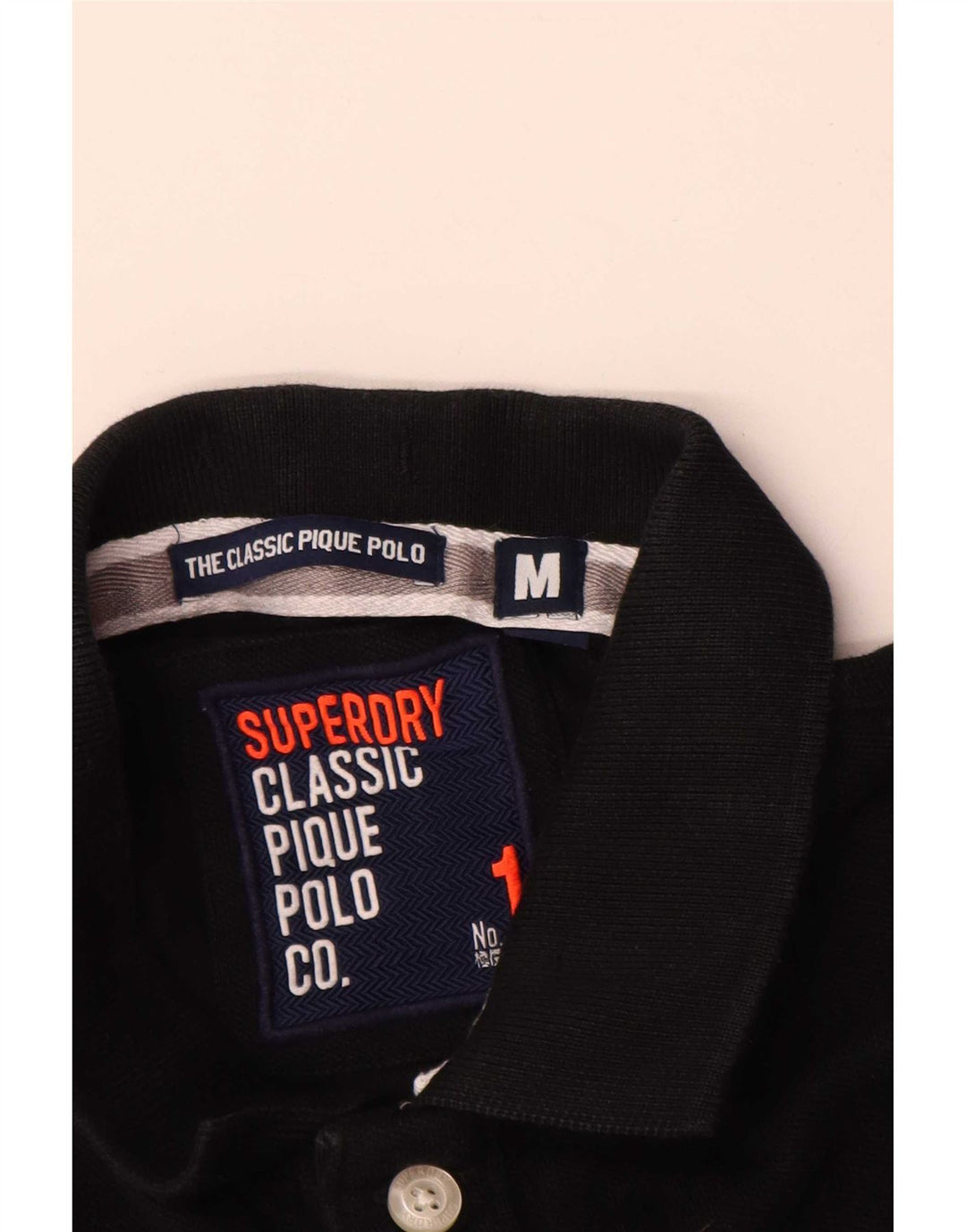 Superdry Mens Classic Fit Polo Shirt Medium Black Cotton
