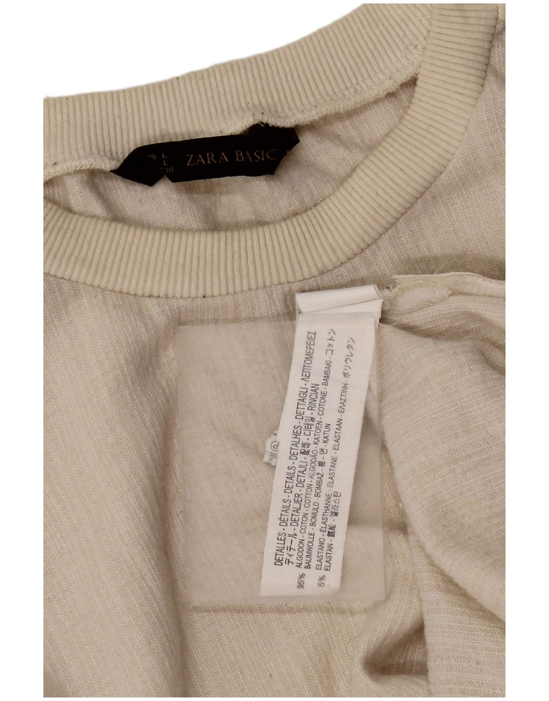 Zara Womens Sweatshirt Jumper UK 16 Large Off White Cotton