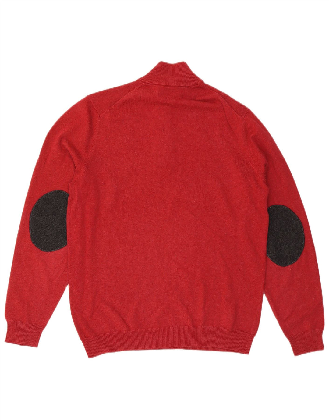 Massimo Dutti Herren-Pullover mit Reißverschluss am Hals, mittelrote Colourblock-Baumwolle