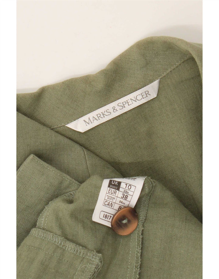 Marks & Spencer Womens Short Sleeve Blazer Jacket UK 10 Small Khaki