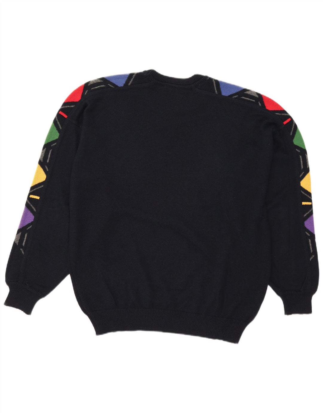 Bueckle Mens Crew Neck Jumper Sweater IT 48 Medium Navy Blue Geometric