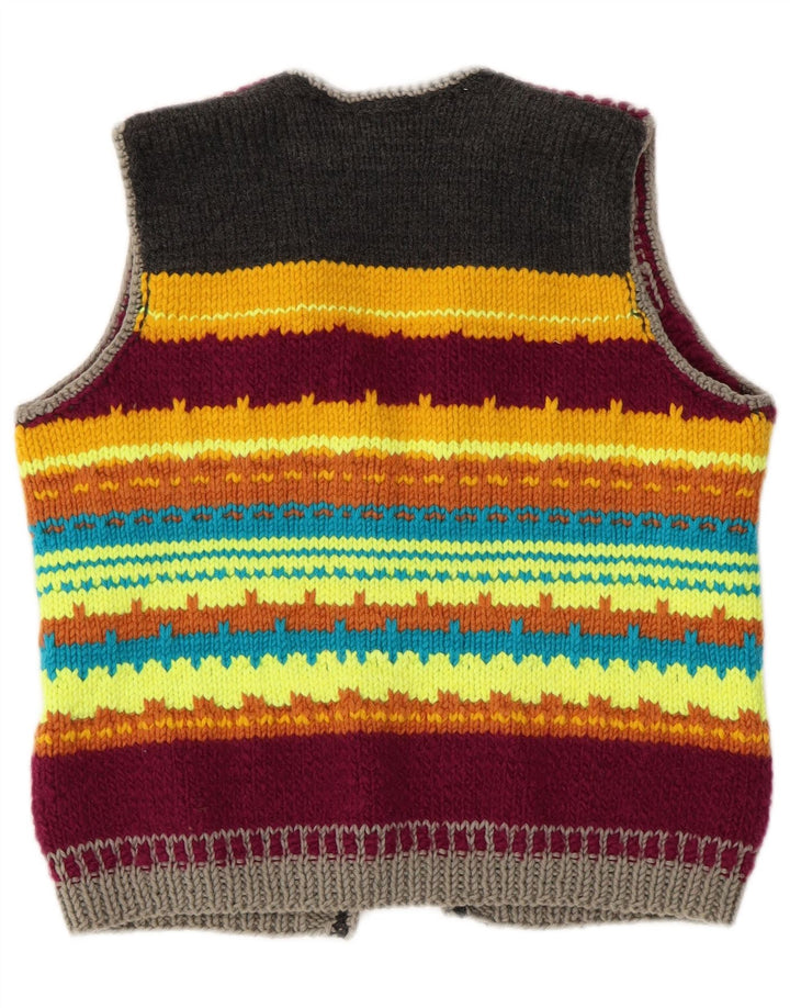VINTAGE Womens Crop Cardigan Sweater UK 14 Medium Multicoloured Striped
