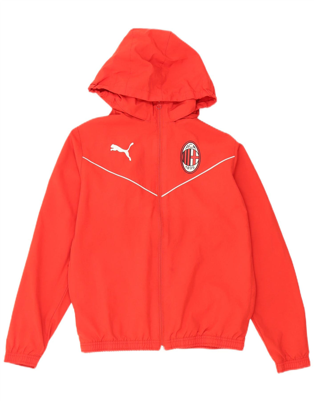 Puma Boys AC Milan Hooded Tracksuit Top Jacket 13-14 Years Red Polyester
