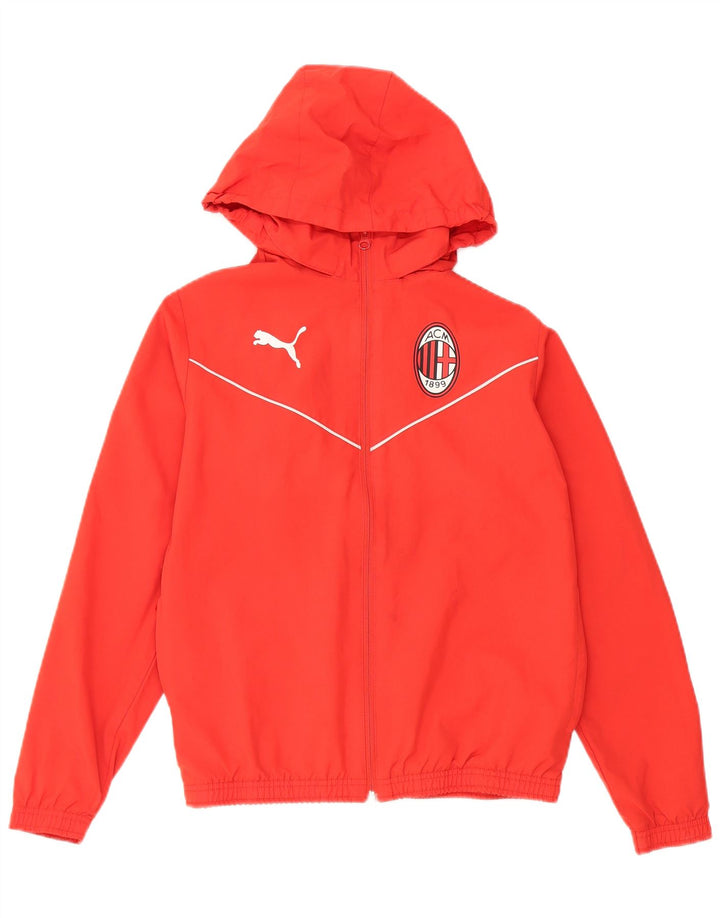 Puma Boys AC Milan Hooded Tracksuit Top Jacket 13-14 Years Red Polyester