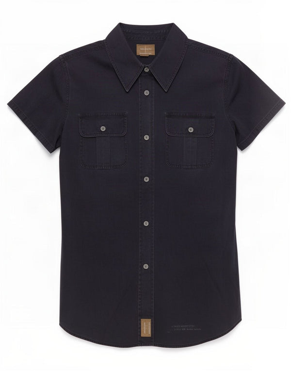 Calvin Klein Jeans Womens Short Sleeve Shirt UK 14 Medium Navy Blue Cotton