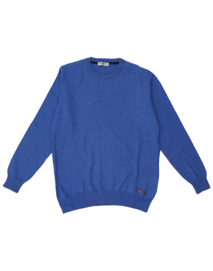 Harmont & Blaine Mens Crew Neck Jumper Sweater XL Blue Wool