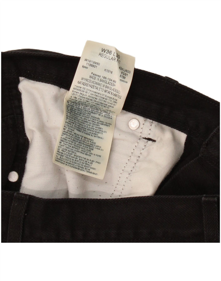 Wrangler Mens Regular Fit Straight Jeans W36 L30 Black Cotton