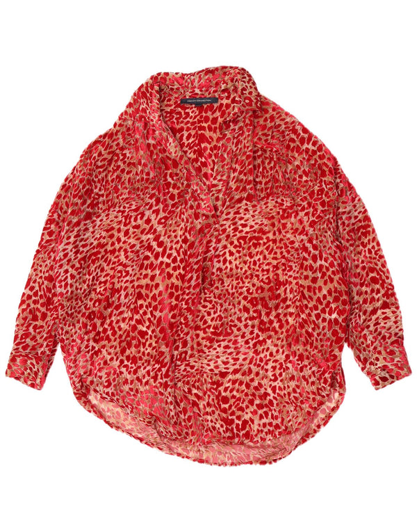 French Connection Chemisier surdimensionné pour femme UK 6 XS Rouge imprimé animal