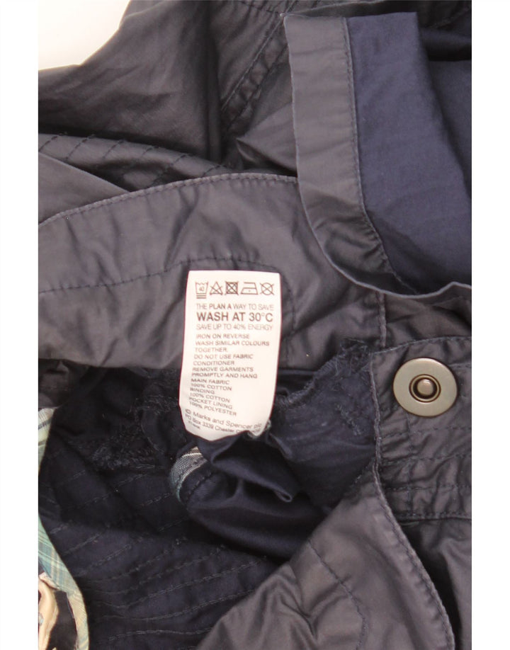Marks & Spencer Dame Hooded Utility Jacket UK 16 Large Navy Blue Cotton