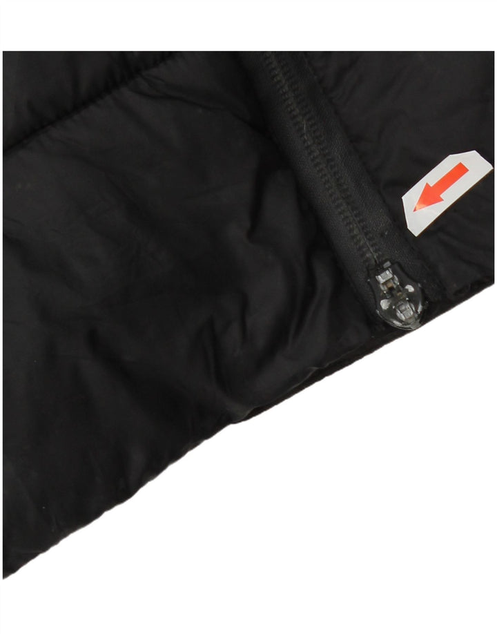 Zara Dame Hætte Polstret Frakke UK 14 Medium Sort Nylon