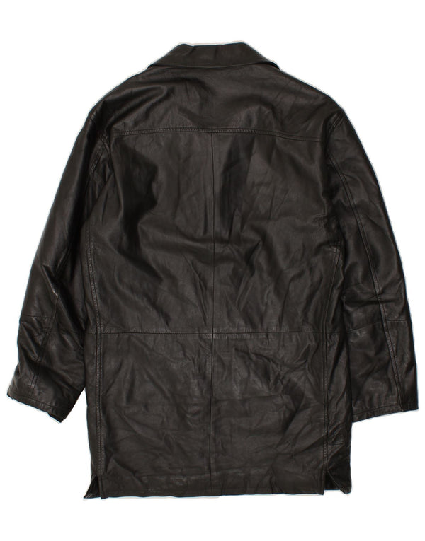 CONBIPEL Mens Leather Coat IT 46 Small Black Leather