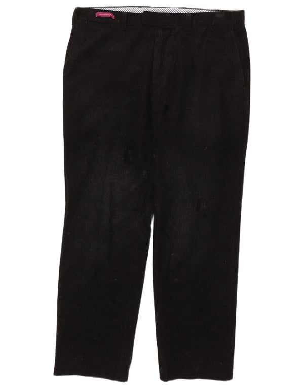 Pantaloni dritti in velluto a coste dalla vestibilità sartoriale Marks & Spencer W34 L29 neri
